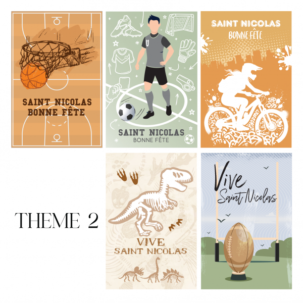 Lot de 5 cartes Saint Nicolas - Thème 2