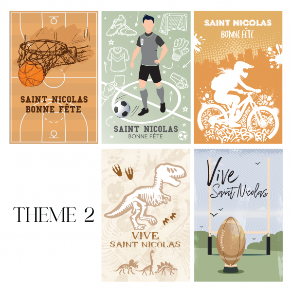 Lot de 5 cartes Saint Nicolas - Thème 2