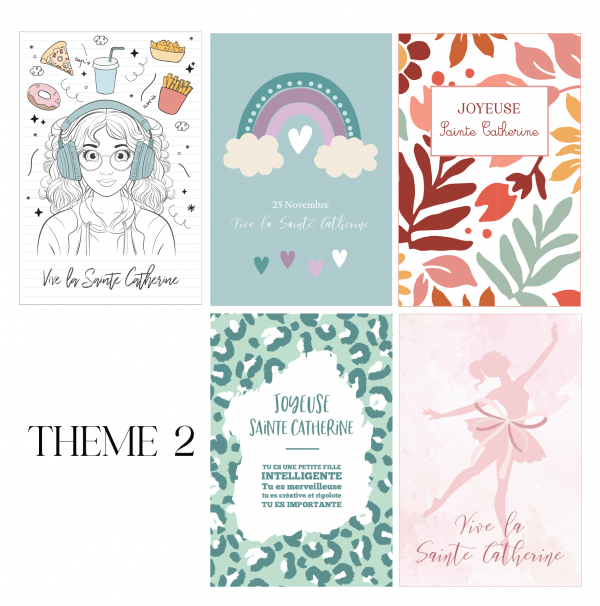 Lot de 5 cartes Sainte Catherine - Thème 2